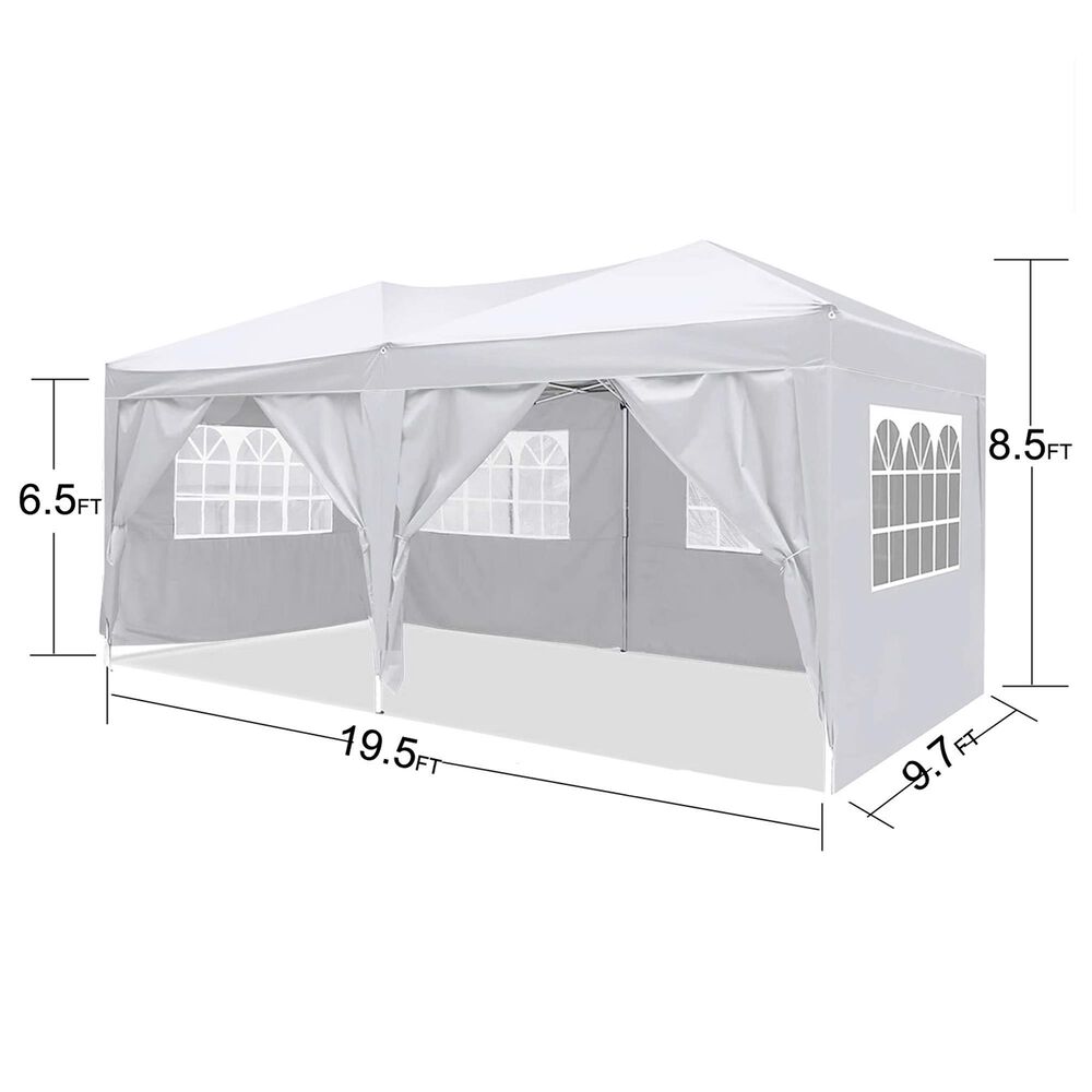 HOMLUX 10' x 20' Outdoor Pop Up Canopy Gazebo for Party in White, , large