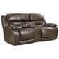 HomeStretch Power Reclining Loveseat with Headrest and Lumbar in Walnut, , large
