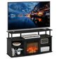 HOMLUX 47" TV Stand with Electric Fireplace in Americano and Black, , large