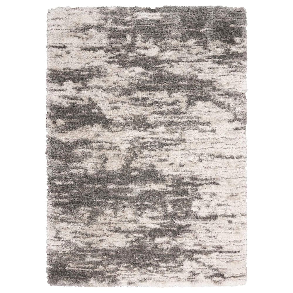 Nourison Dreamy Shag 5"3" x 7"3" Charcoal and Ivory Area Rug, , large