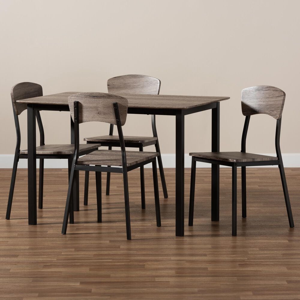 Baxton Studio Marcus 5-Piece Dining Set in Black/Oak, , large