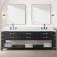Lexora Home Norwalk 84" Double Bathroom Vanity in Black Oak with White Carrara Marble Top and Rectangular Sinks, , large