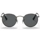 Ray-Ban Round Metal Antiqued Sunglasses with Dark Grey Lenses in Matte Gunmetal, , large
