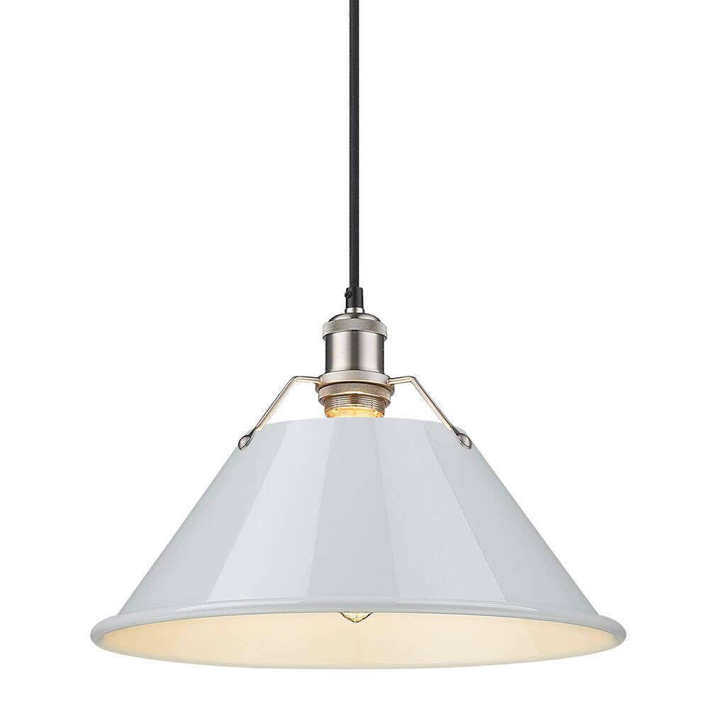 Golden Lighting Orwell 1-Light Wide Large Pendant with Dusky Blue Shade in Pewter, , large