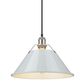 Golden Lighting Orwell 1-Light Wide Large Pendant with Dusky Blue Shade in Pewter, , large