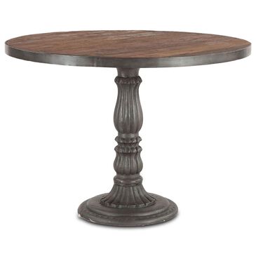 Home Trends & Design Industrial Teak 42" Dining Table in Weathered Walnut and Gray Zinc - Table Only, , large