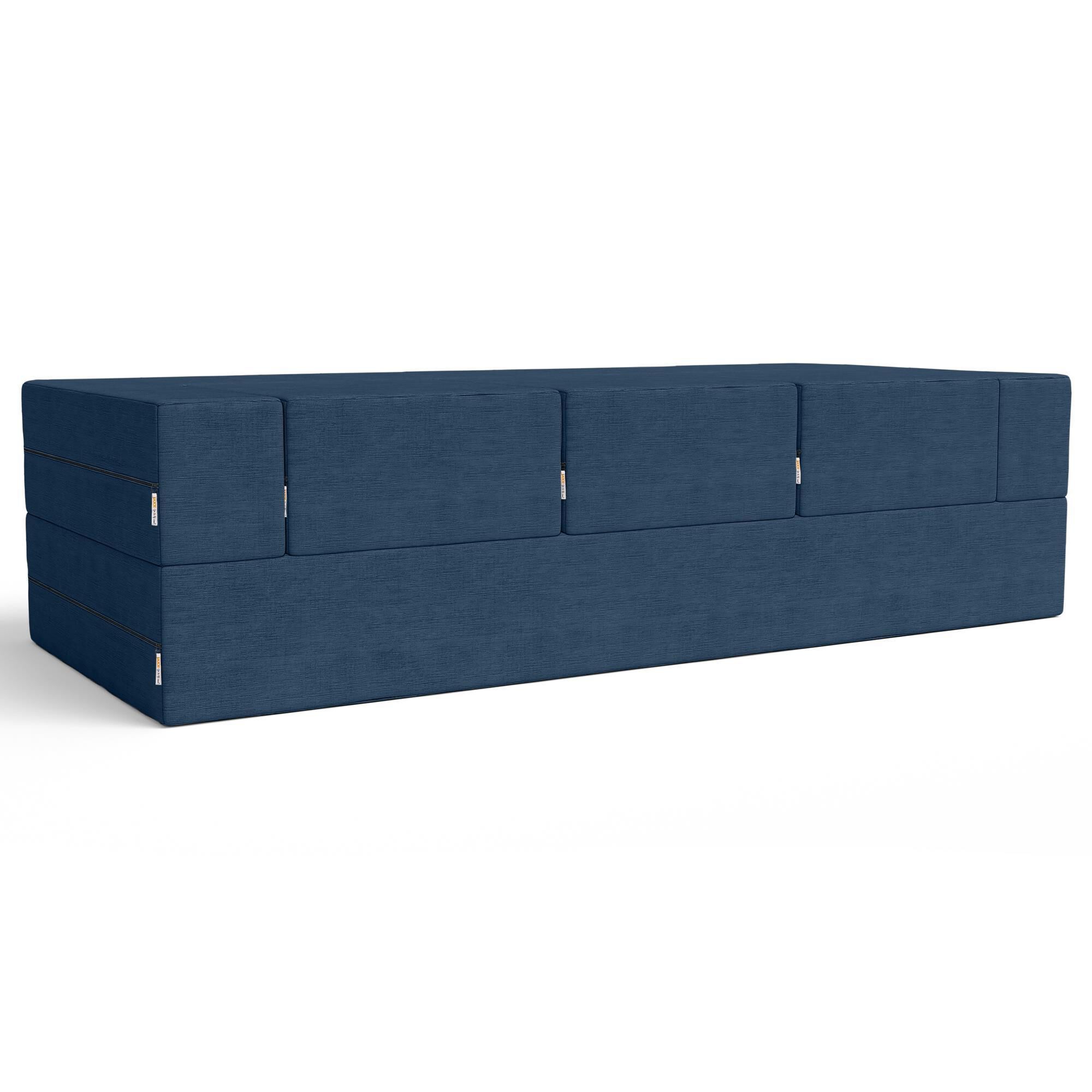 Jaxx Zipline 3-Piece Stationary Convertible Sleeper Sofa in Indigo