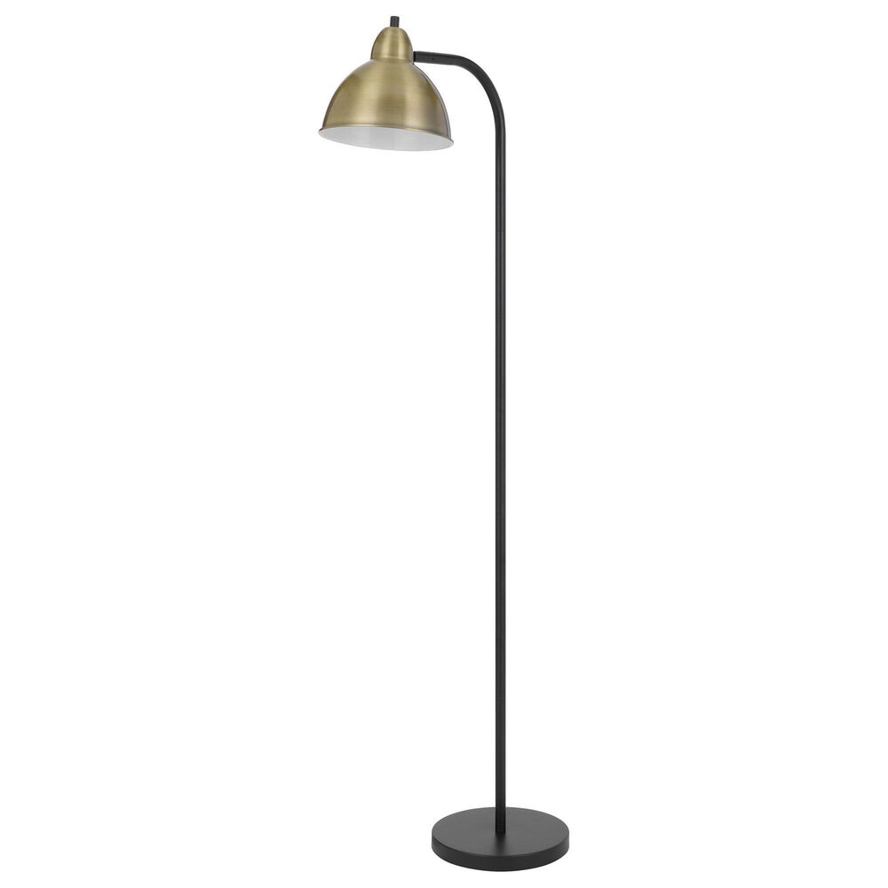 Cal Lighting Morley Metal Floor Lamp with Antique Brass Shade in Satin Black, , large