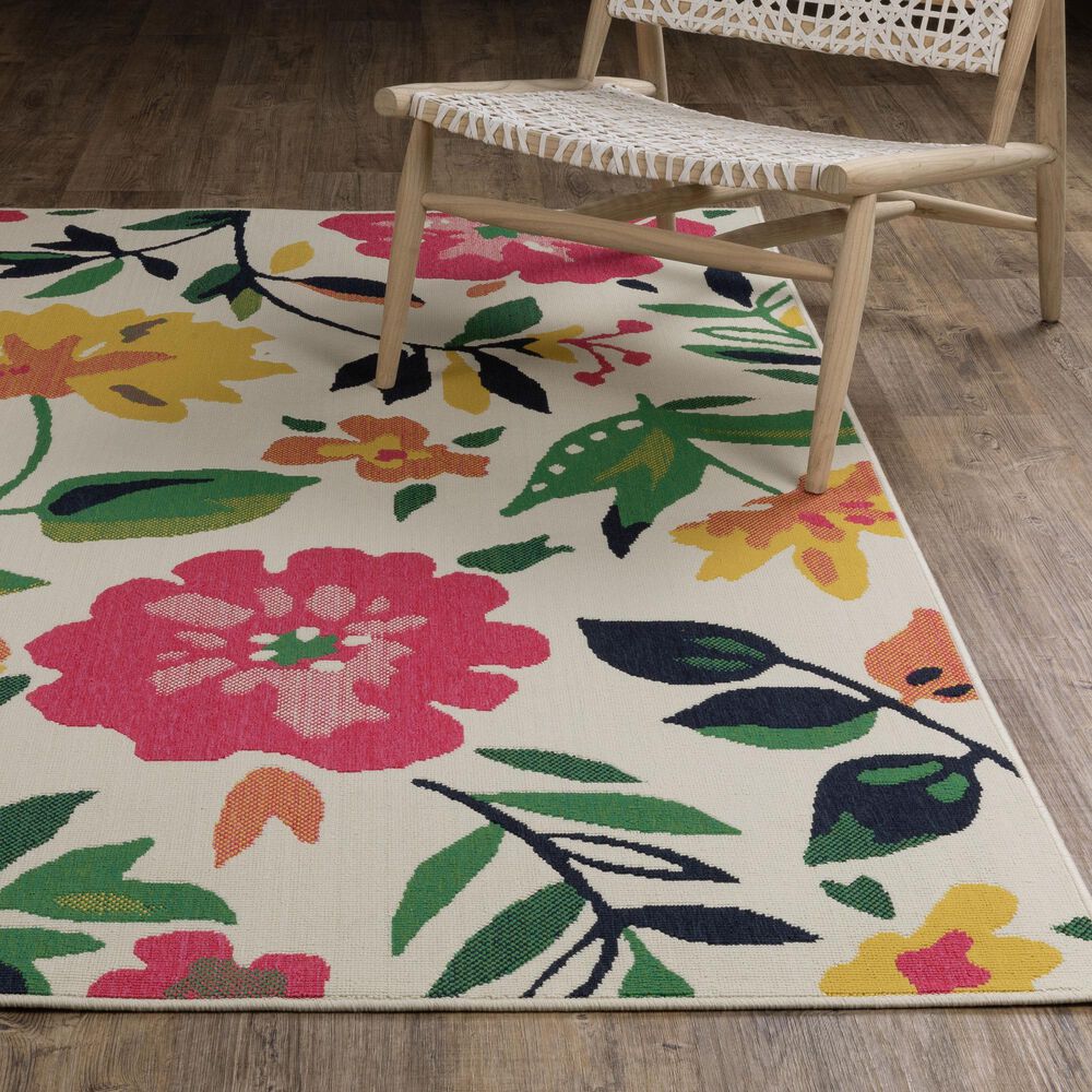 Oriental Weavers Havana HAV02 Ivory and Multicolor 7'10" x 10' Indoor/Outdoor Area Rug, , large