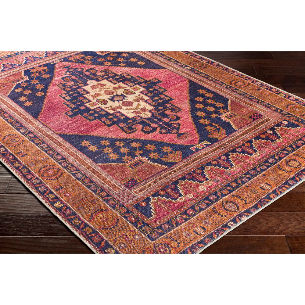 Surya Amelie AML-2347 5&#39;3&quot; x 7&#39;3&quot; Blue, Pink, Orange and Wheat Area Rug, , large
