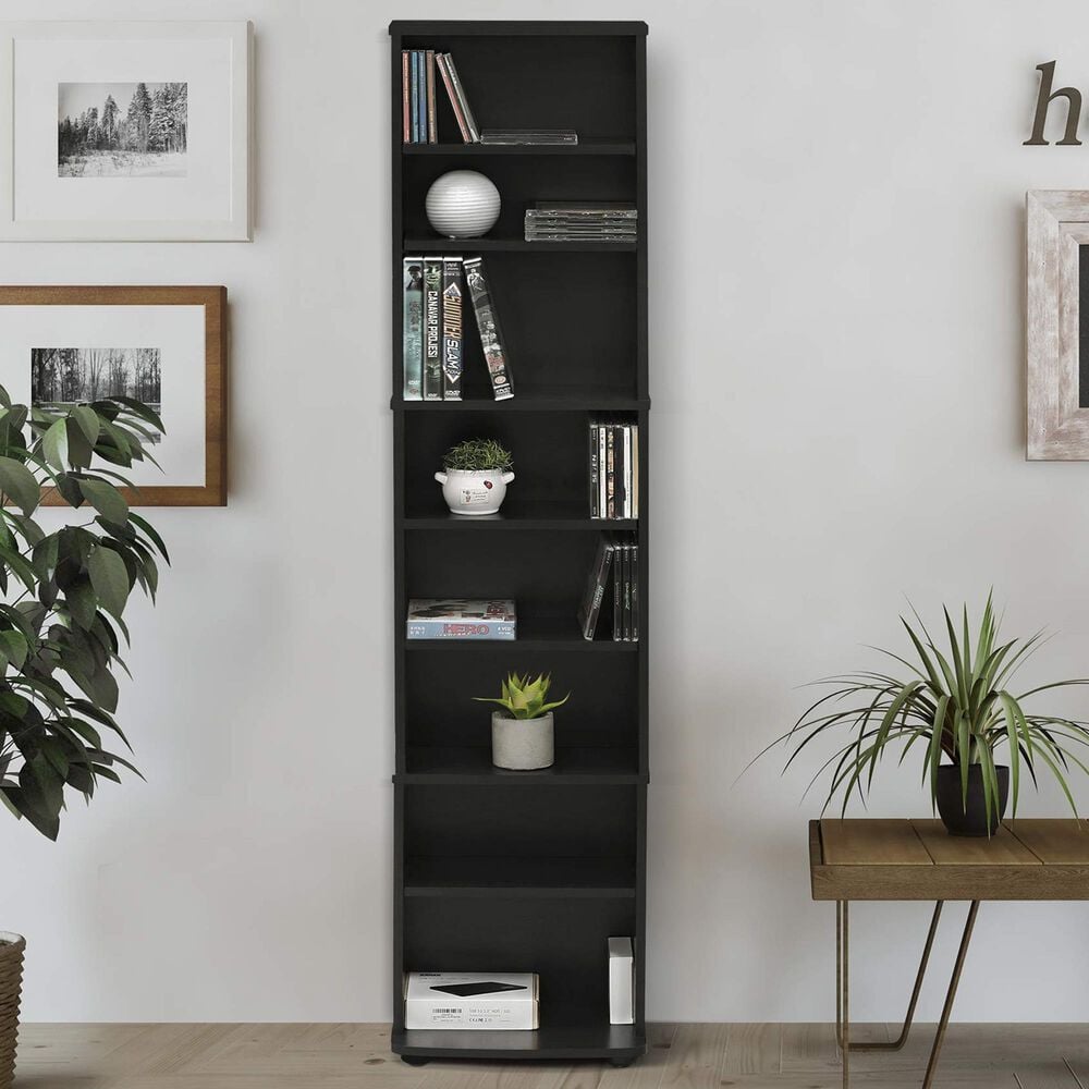 HOMLUX 8-Tier Multimedia Storage Tower with Adjustable Shelves in Espresso, , large