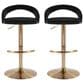 LumiSource Grotto Adjustable Bar Stool with Black Velvet Upholstery in Gold (Set of 2), , large