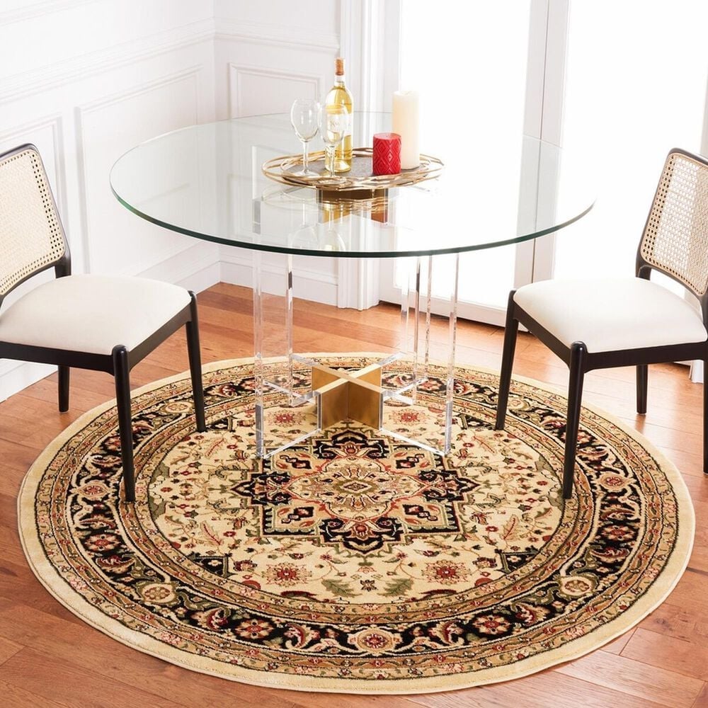 Safavieh Lyndhurst 6&#39; Round Beige and Black Runner, , large
