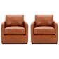Kuka Home Leather Accent Chair in Camel Brown (Set of 2), , large