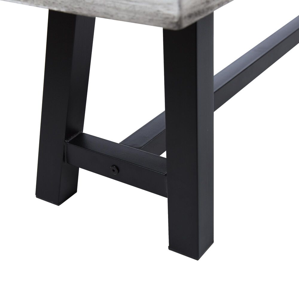 Hearth and Haven 63&quot; Dining Bench in Light Grey Sandblast and Black Rustic, , large