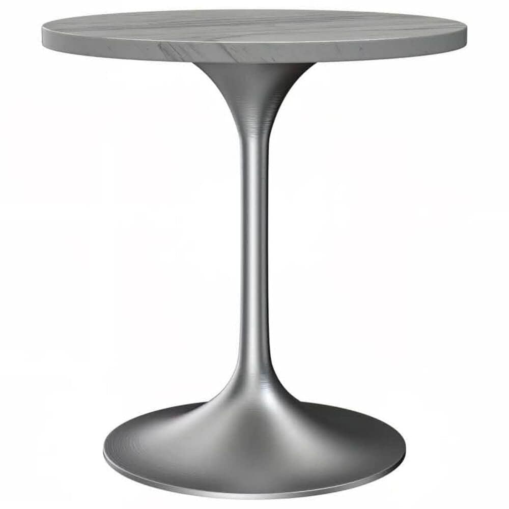 Leisuremod LeisureMod Verve Collection 27 Round Dining Table, Brushed Gold Base with Laminated White Marbleized Top, , large