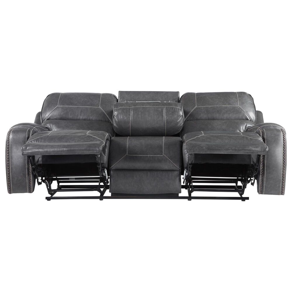 Crystal City Keily Manual Reclining Sofa with Dropdown Table in Dove Grey, , large