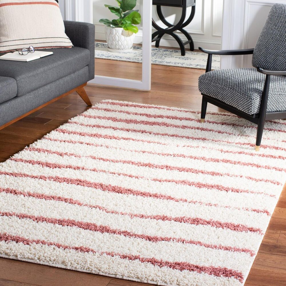 Safavieh Venus Shag VNS603V 5&#39;3&quot; x 7&#39;6&quot; Ivory and Pink Area Rug, , large