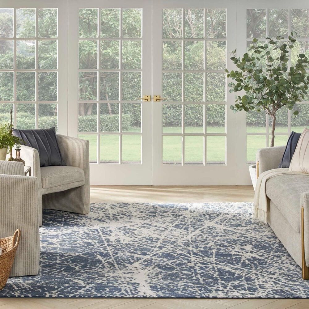 Nourison Exhale 7&#39;10&quot; x 9&#39;10&quot; Navy and Ivory Area Rug, , large
