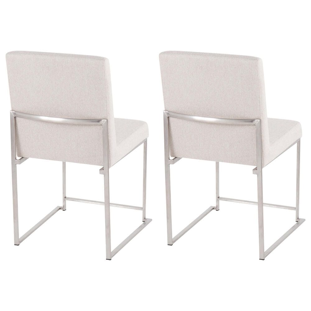 Lumisource Fuji Side Chair with Beige Cushion in Brushed Stainless Steel &#40;Set of 2&#41;, , large