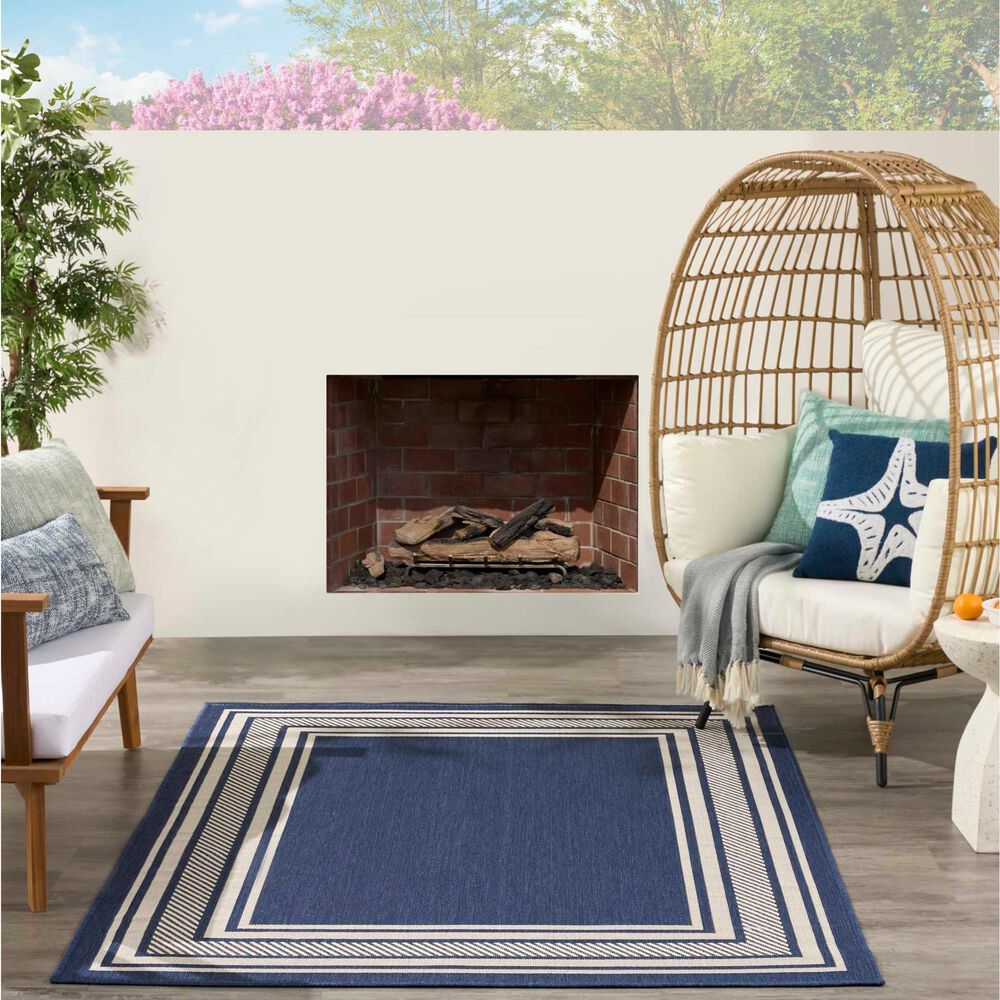 Nourison Horizon HOZ03 Navy 8&#39; x 10&#39; Indoor/Outdoor Area Rug, , large