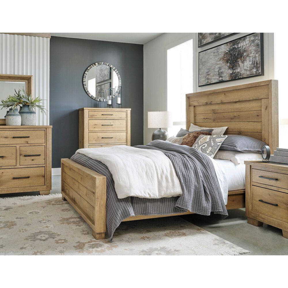 Ashley Galliden Queen Panel Bed in Light Brown, , large