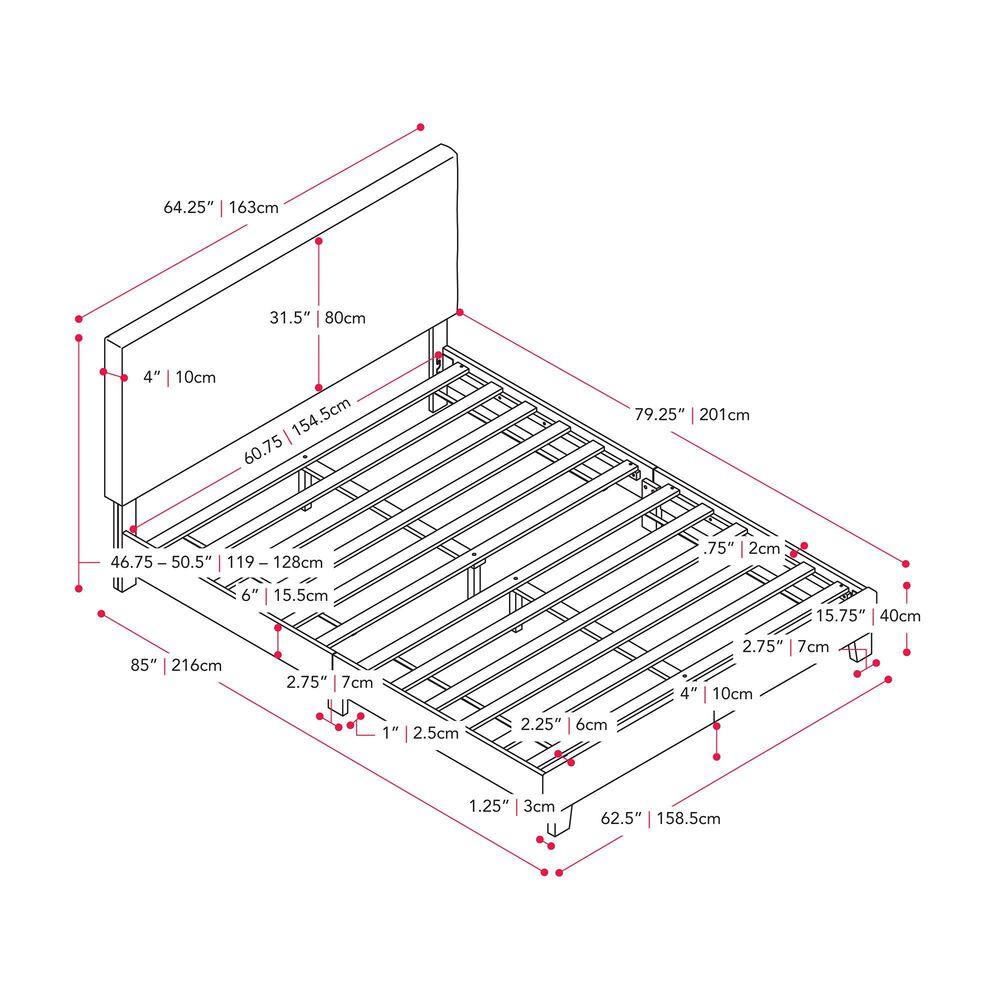 CorLiving Twin Upholstered Platform Bed in Gray, , large
