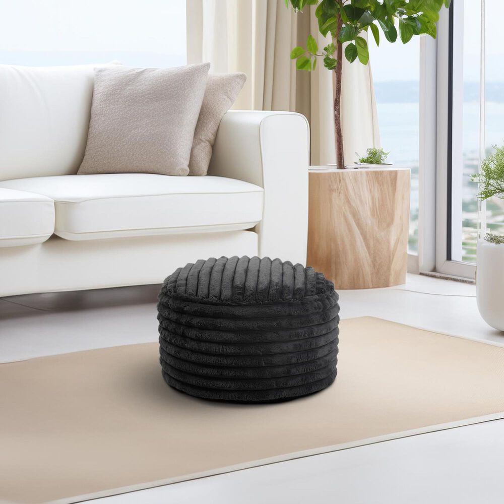 Howard Elliott Shar Pei Short Pouf in Black, , large