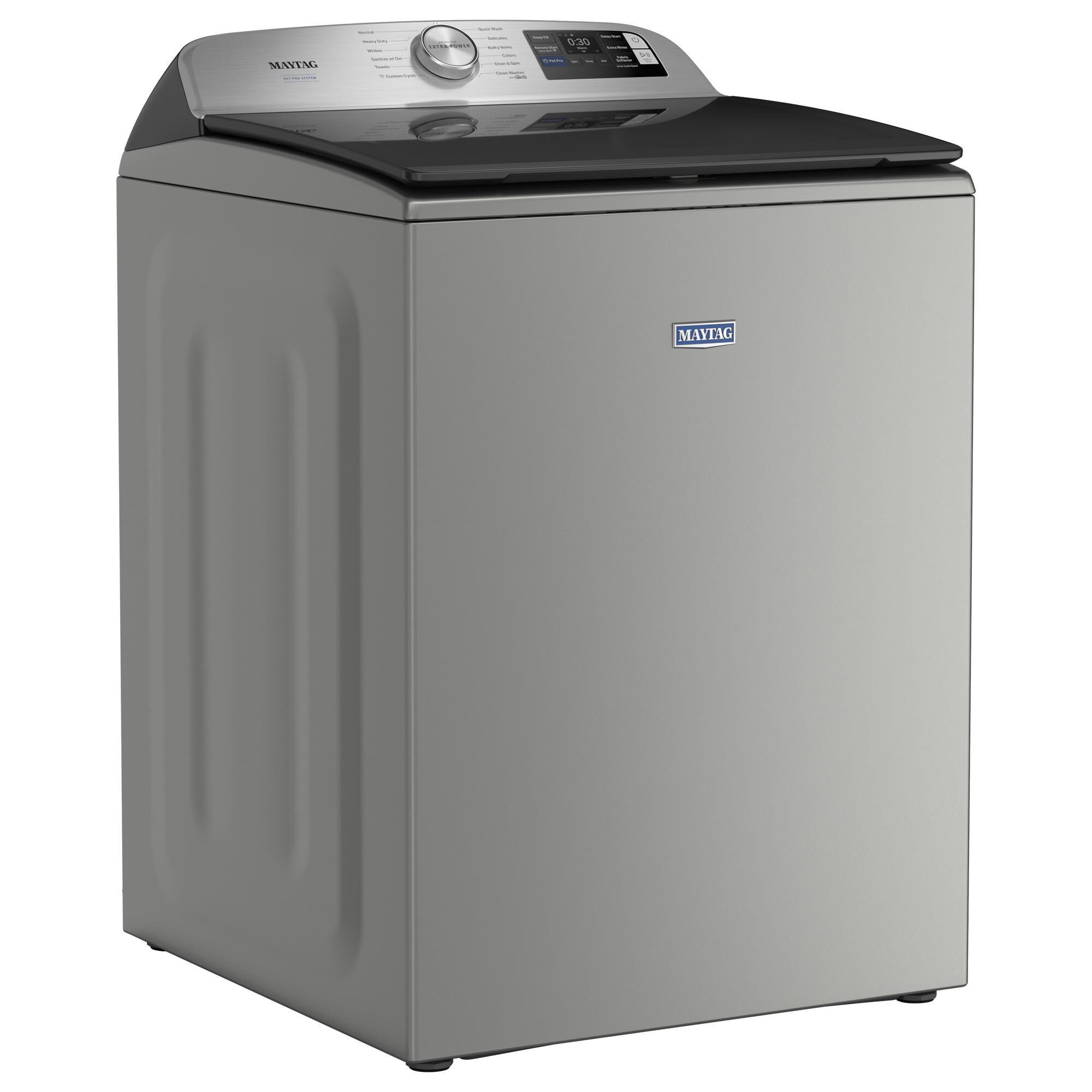 Maytag 5.2 Cu. Ft. Smart Pet Pro Top Load Washer in Classic Silver
