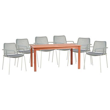 Amazonia 7-Piece 59" Rectangular Patio Dining Set with Rope Seat Chairs in Brown and Gray, , large