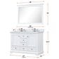 Lexora Home Dukes 48" Double Bathroom Vanity in White with 2 cm White Cultured Marble Top and Rectangular Sinks, , large