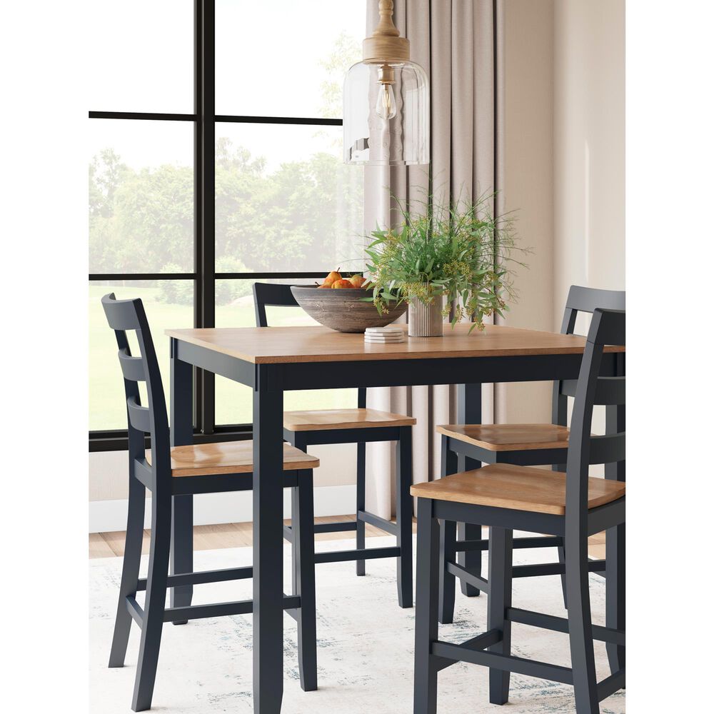 Ashley Gesthaven 5-Piece Counter Height Dining Set in Light Natural and Dark Slate Blue, , large