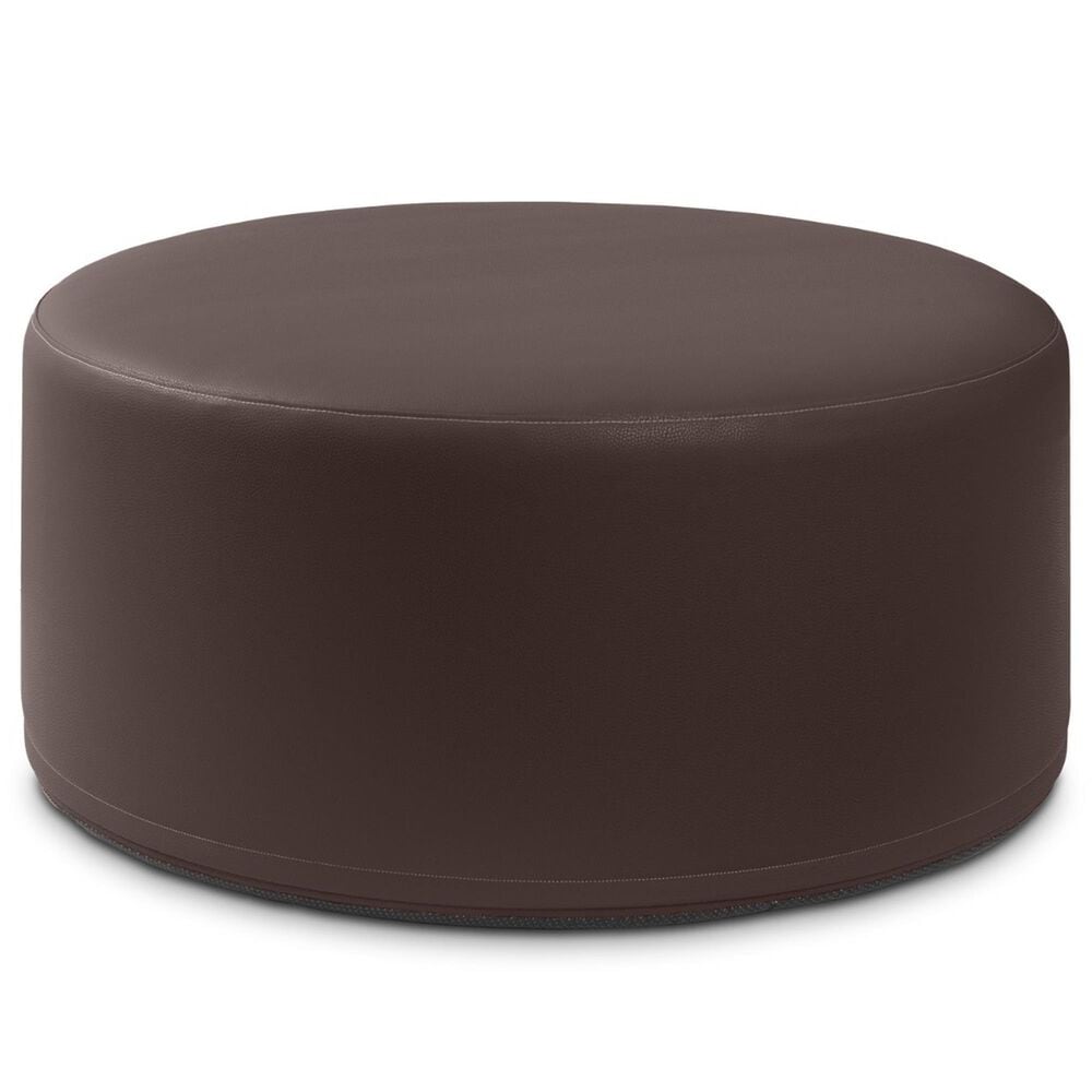 Jaxx Candler Faux Leather Ottoman in Chocolate, , large