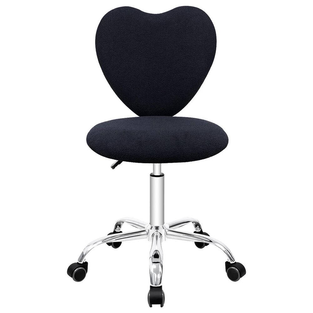 Impressions Vanity Heart Boucle Swivel Vanity Chair with Black Cushion in Matte Silver, , large