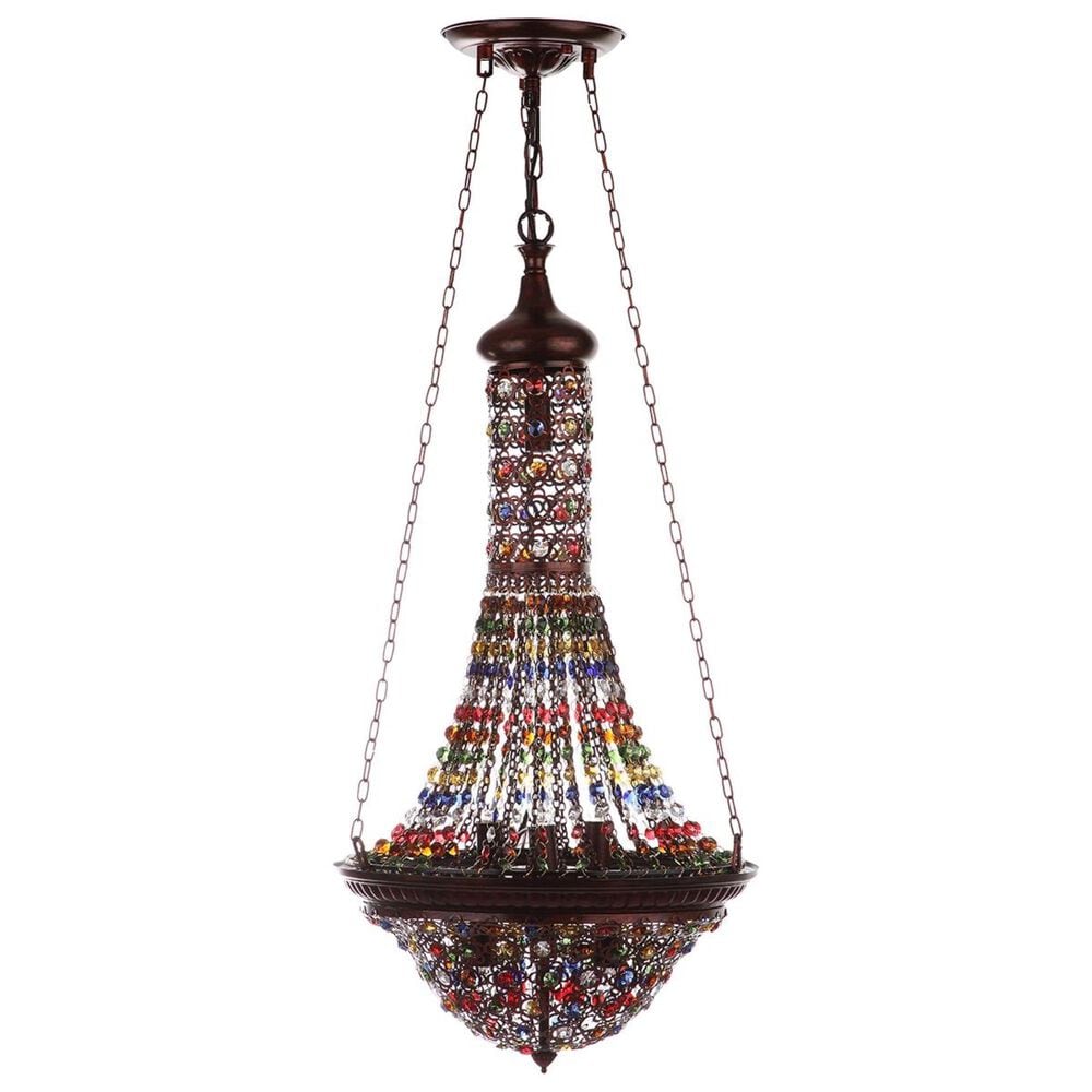 Safavieh Moroccan Gentle 15.25" Pendant Lamp in Dark Bronze/Multicolor, , large