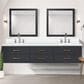 Lexora Home Castor 84" Double Bathroom Vanity in Black with 2 cm White Cultured Marble Top, Rectangular Sinks and 36" Mirrors, , large