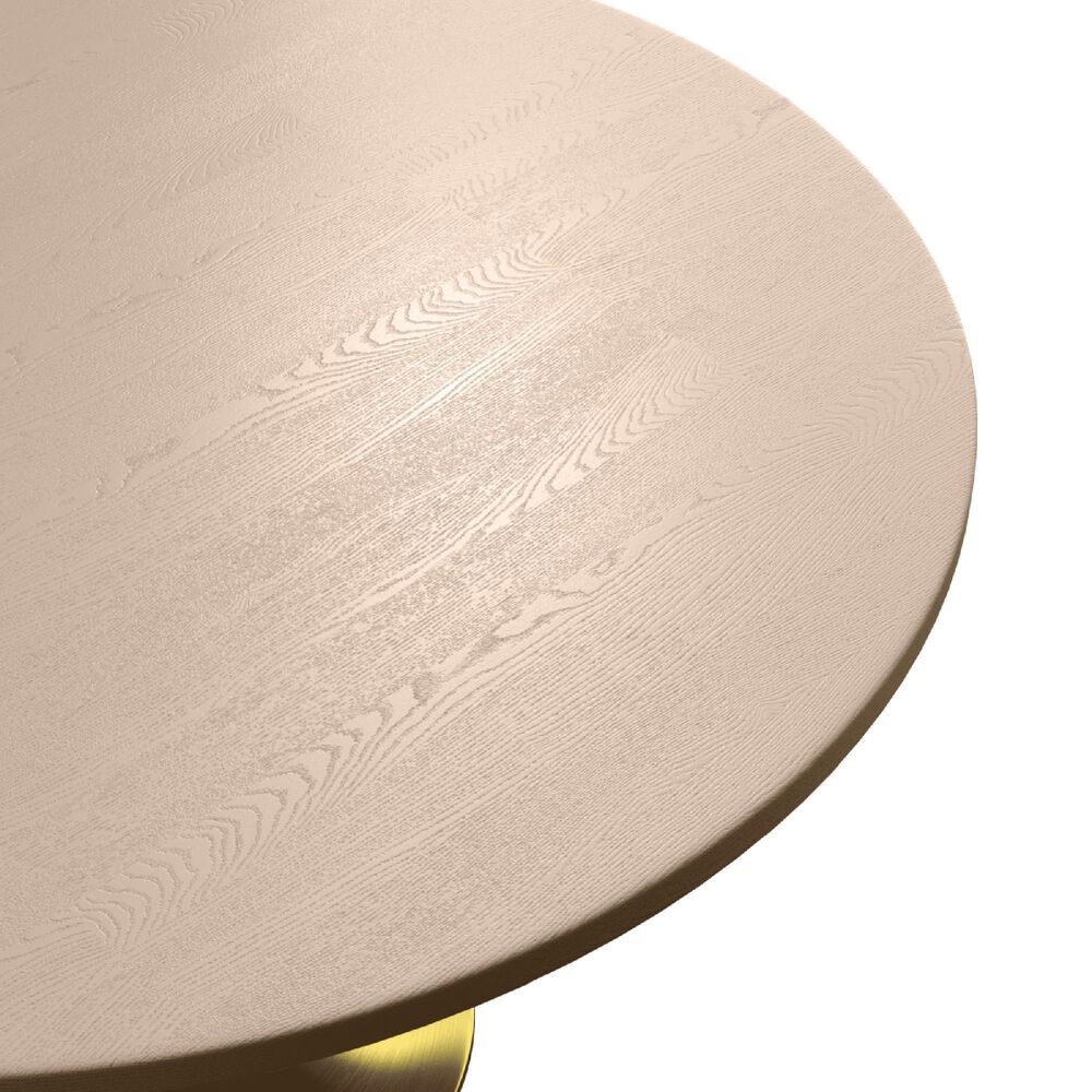 Leisuremod LeisureMod Verve Collection 48 Round Dining Table, Brushed Gold Base with Light Natural Wood MDF Top, , large