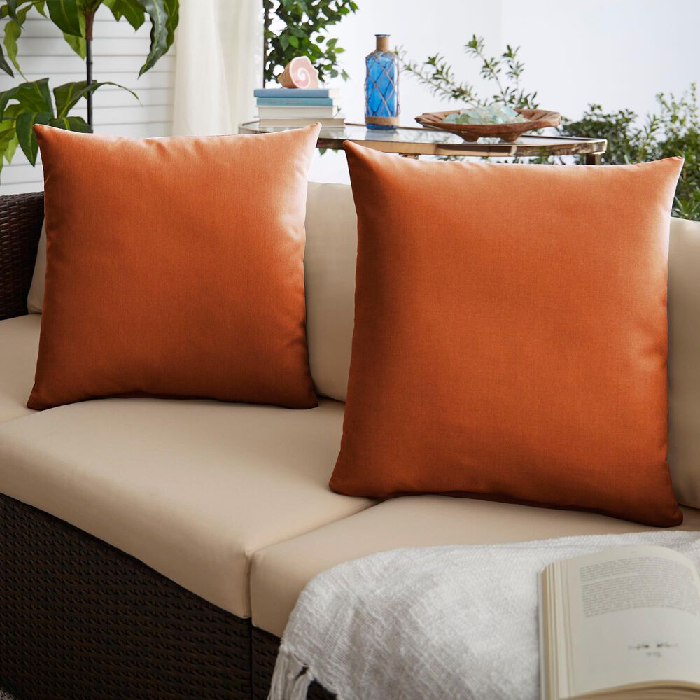Sorra Home Sunbrella 18" Pillow in Canvas Rust (Set of 2), , large