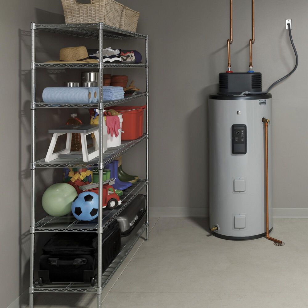 GE Appliances 50-Gallon Smart Short Electric Water Heater with Flexible Capacity in Gray, , large