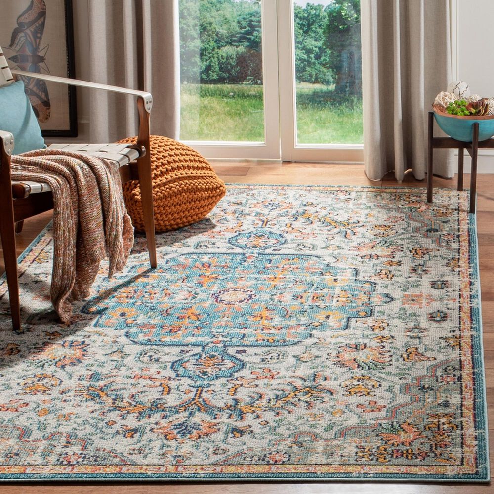 Safavieh Madison MAD447F 5&#39;3&quot; x 7&#39;6&quot; Grey and Light Blue Area Rug, , large