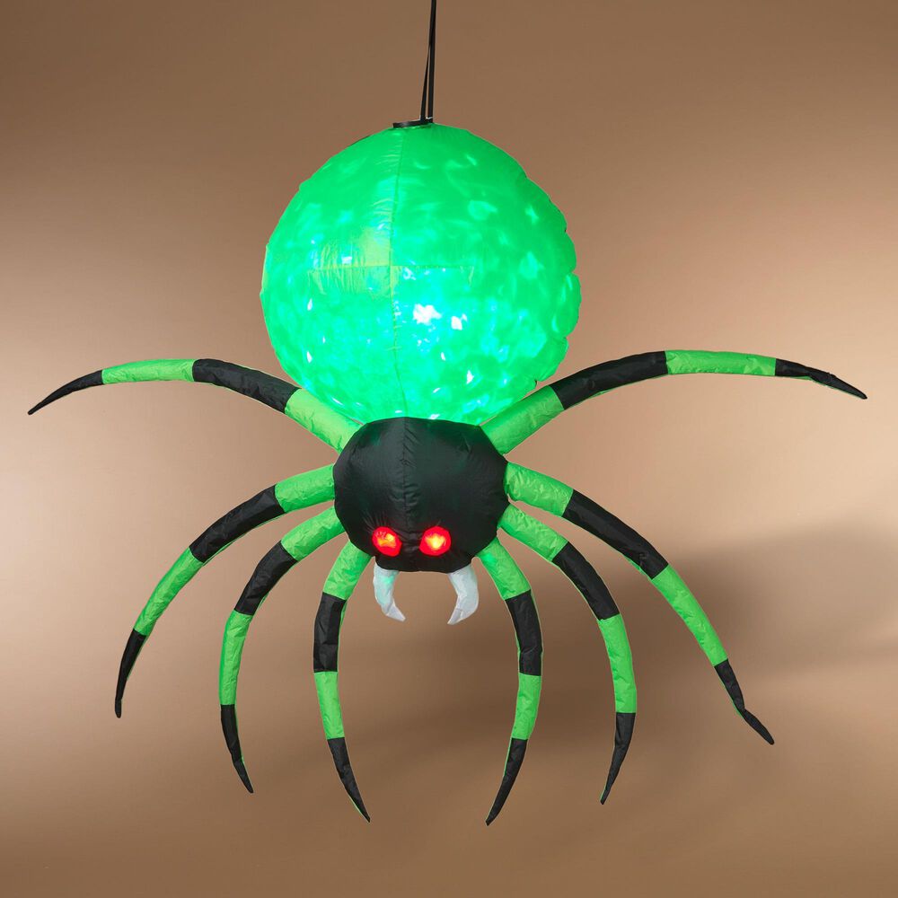 The Gerson Company 5&#39; Inflatable Halloween Spider with Disco Light in Green, , large