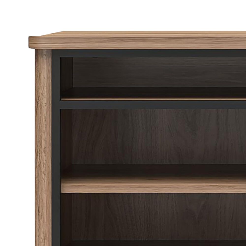 DHP Damson 67&quot; TV Stand with Electric Fireplace in Danish Walnut and Black, , large