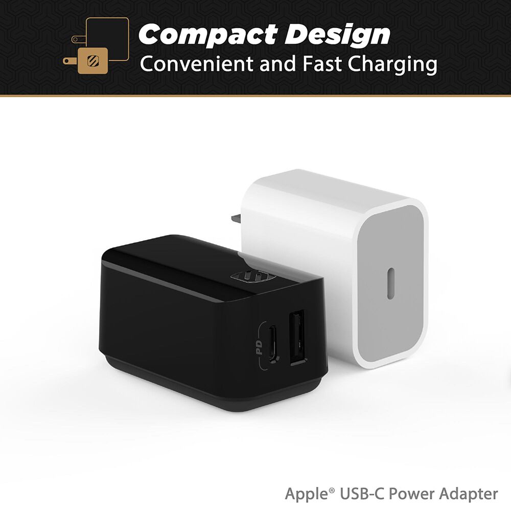 Scosche USB-C Power Delivery Fast Charger with USB-A Port in White, , large