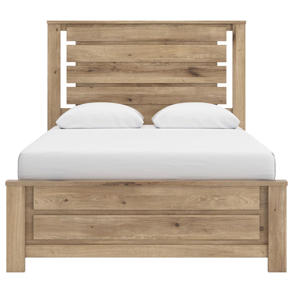 Ashley Brozmont Queen Panel Bed with Dresser and Nightstand in Natural Brown, , large