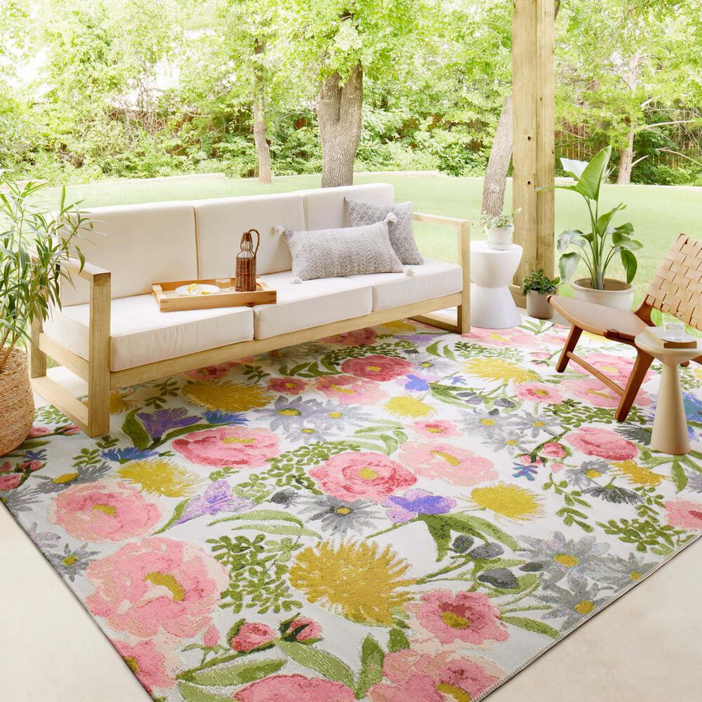 Loloi II Botanical 6&#39;7&quot; x 9&#39;4&quot; Ivory and Multicolor Area Rug, , large