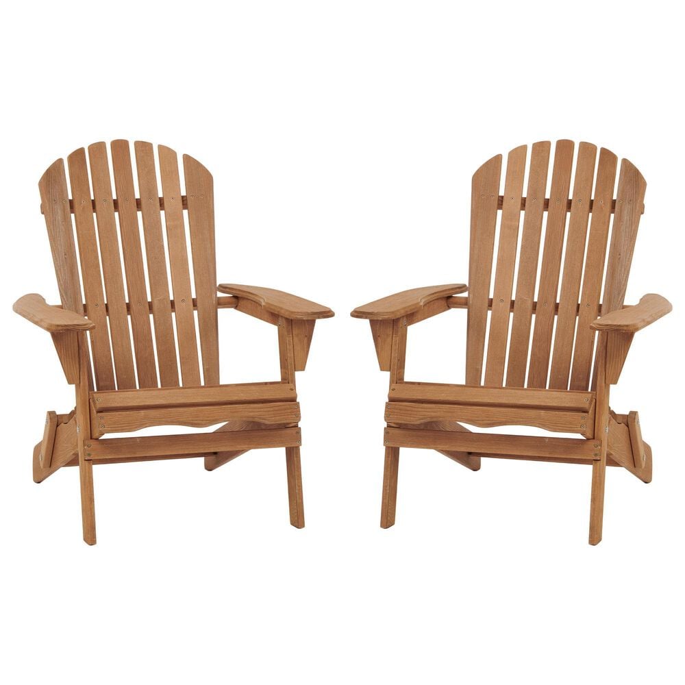 Hearth and Haven Outdoor Folding Adirondack Chair in Light Brown (Set of 2), , large