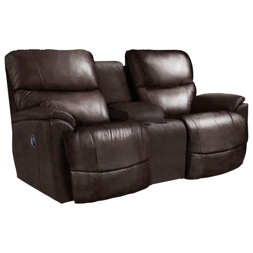 La-Z-Boy Trouper Manual Reclining Loveseat with Console in Walnut, , large