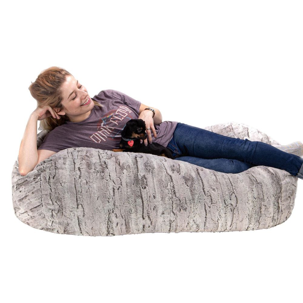 Jaxx Saxx 4&#39; Bean Bag Sofa Lounger in Silver Fox, , large