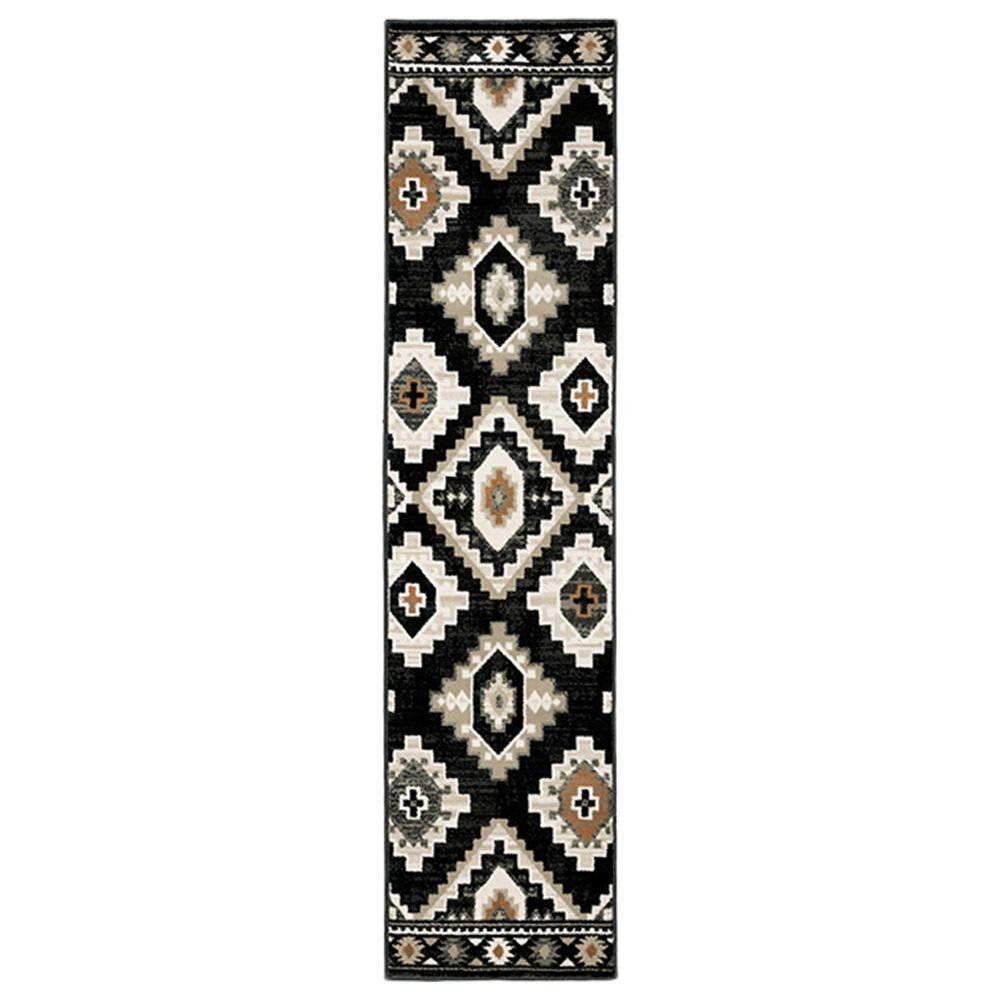 Oriental Weavers Georgia Southwest 605F0 Charcoal and Ivory Runner, , large