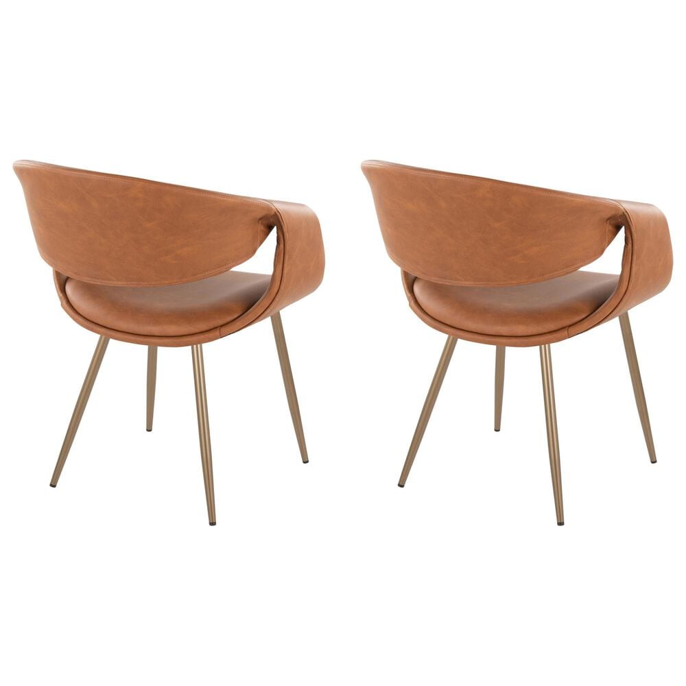 LumiSource Curvo Arm Chair with Camel Faux Leather Cushion in Antique Copper (Set of 2), , large